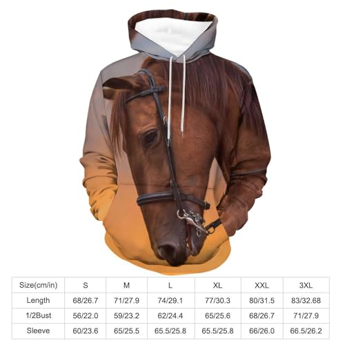 Sweats à capuche manche longue pour contrer le froid, pull marron motif cheval taille S