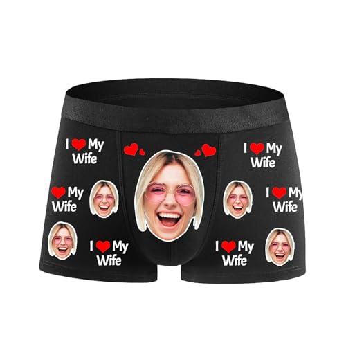 HJX Custom Boxers for Men with Face Text Personalized Underwear with Faces on Them,Personalized Gifts for Men Boyfriend