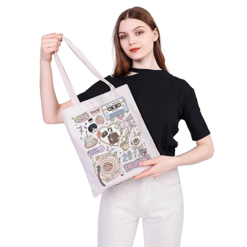 MEIKIUP Korean Boy Band Member Canvas Tote Bag Korean Group Shoulder Bag Korean Music Fans Gift Korean Music V Merch4