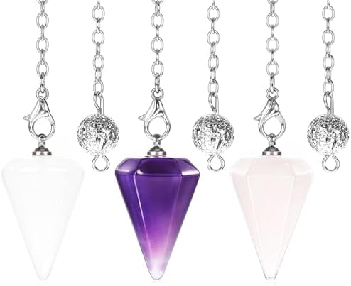 Qianyu Lot de 3 pendules en cristal améthyste quartz rose - Résin...