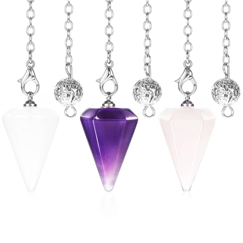 Qianyu 3 unidades de colgante de cristal amatista cuarzo rosa claro resina péndulo cristal piedras curativas hexagonales naturales adornos de cristal colgante para meditación Wicca