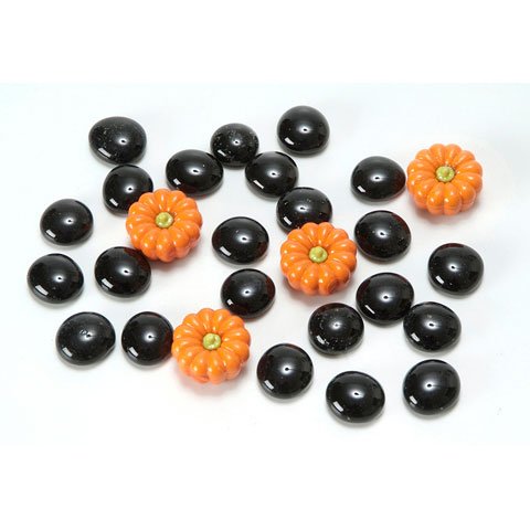 Darice Halloween Pumpkin and Black Glass Gems Vase Filler Assortment - 16 oz.