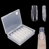 NOVO OVO 96 pcs 3D SeaShell ACCENT Transparent Square Shape False Nail Tips Acrylic Long Nails Exten