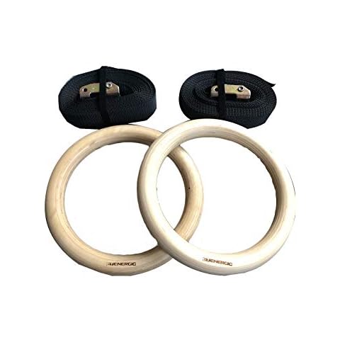 E.T.ENERGIC Wood Gymnastic Rings Non-Slip Fitness Rings for Home Gym Full Body Workout Cover