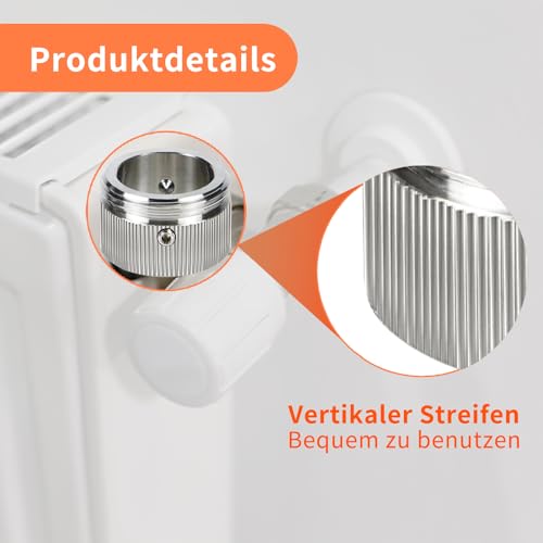 Folzirt 4pcs Heizkörperthermostat Adapter aus 304 Edelstahl, M30x1.5 Heizungsthermostat Adapter für Ra, Rav, Ravl-ventil, Innendurchmesser 22mm Heizungsventil Adapter mit Sechskantschlüssel