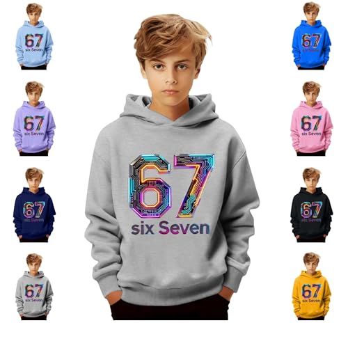 Genérico Sudadera con Capucha para niños 67 Six Seven, diseño neón, Sudadera con Capucha para niños, niñas Adolescentes, chándal de Colores con Estampado de Sixseven Sudadera Primavera otoño.