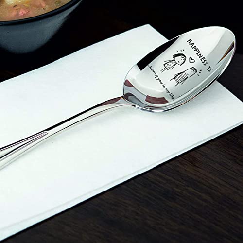 Bigevents Happiness Is Having You In My Life Anniversary Love Gifts For Him Her Romantic Wife Husband Boyfriend Girlfriend Spooning Partners For Life Engraved Stainless Steel Spoon, Silver, 7 (A3) #TOP3