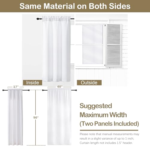 Image of Pure White Blackout Curtains for Bedroom 90 Inch Length 2 Panels, Solid Thermal Insulated Soft Fabric Privacy Curtains, Modern Window Treatments Dual Rod Pocket Drapes, 2x40Wx90L Inches
