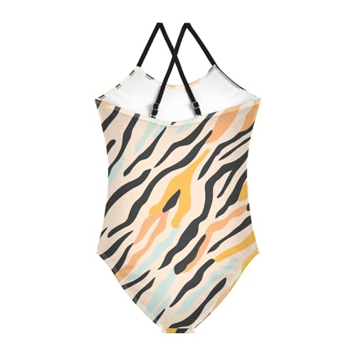 KLL Tigers Stripes Pattern Girls' 1-Piece Swimsuits Summer Swimming Suits Adjustable Strap Quick Dry2