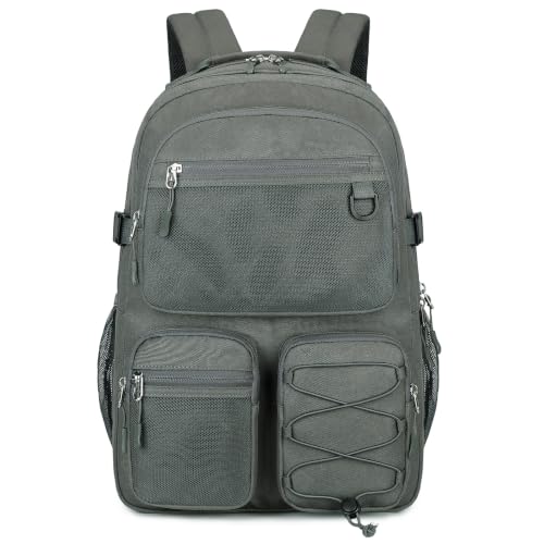Image of Lohol Multi-Pocket Backpack for School College Travel, Heavy Duty Big Bookbag with 15.6 inch Laptop Compartment, Dark Grey
