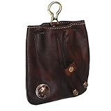 LFWATAXY Genuine Leather Medieval Coin Purse, Waist Bag Coin Organizer Change Holder Small Leather Drawstring Pouch for Men & Women (coffee)