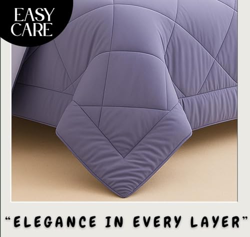 Image of VAS COLLECTIONS Double Size Reversible Comforter 320 GSM (90 x 100 Inches), Soft Microfiber AC Quilt, Thick & Warm All Season Blanket - Lavender