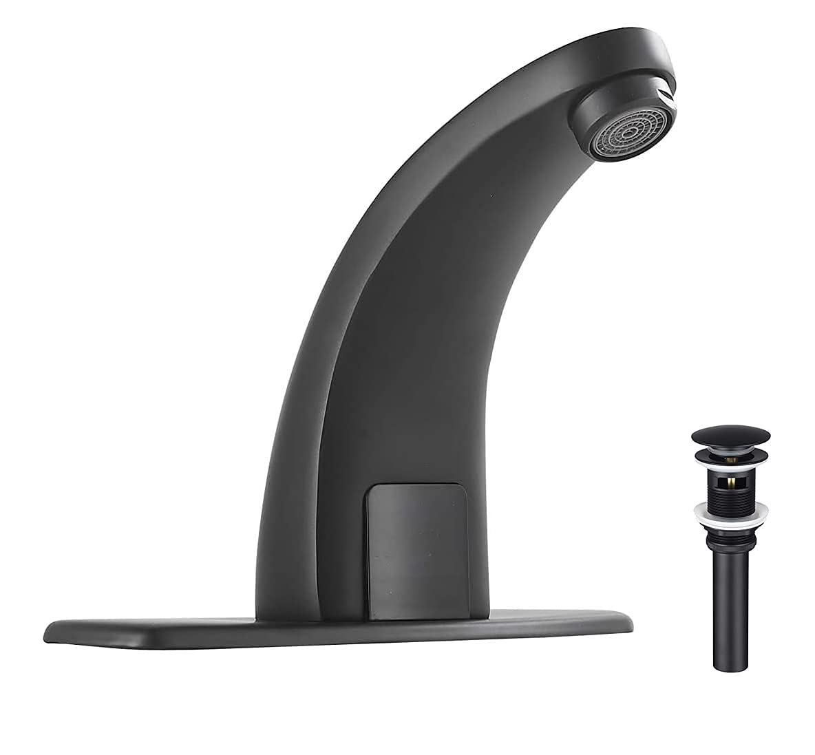 Nfusrxmbk Black Automatic Sensor Touchless Bathroom Sink Faucet Commercial With Hole Cover Deck Plate Motion Activated Hands Kitchen Baisn Sink Tap