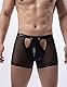 comeondear Sexy Unterwäsche für Mann Erotisch Leder Transparent Boxershorts für Sex Große Größen Unterhosen mit Bulge Sissy Gay Reizwäsche Dessous Ouvert String Slip Wetlook Dessous(Schwarz,XL)
