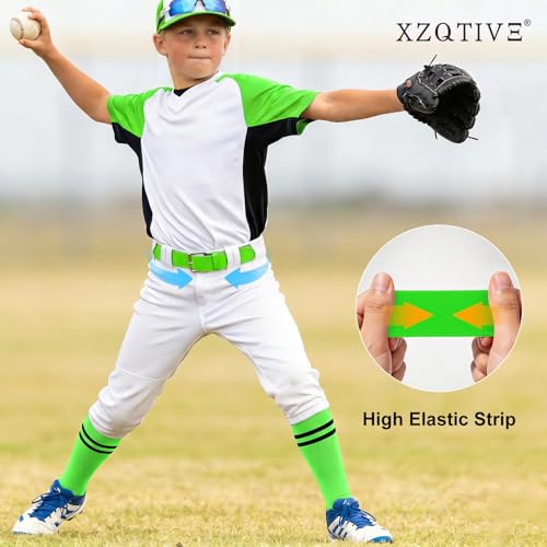 Image of XZQTIVE Baseball Softball Socks and Belt Combo Set Adjustable Softball Socks and Elastic Belt for Kids Youth Adult