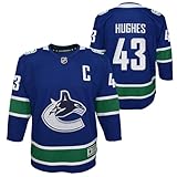 Outerstuff Quinn Hughes #43 Vancouver Canucks Youth Boys (8-20) Premier Player Jersey (US, Alpha, Small, Medium, Regular, Blue)