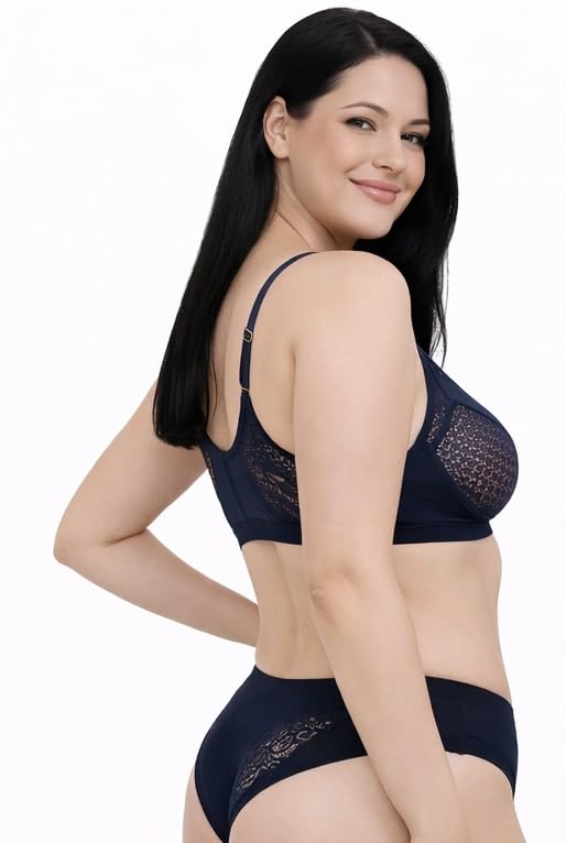 Image of Women Lace Bra And panty set Pure cotton Non-Padded Wire-Free Full Coverage Soft Breathable Fabric Comfortable Innerwear