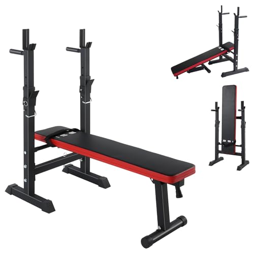 ISE Hantelbank Drückerbank Trainingsbank mit 5 Stufen Verstellbarer Ablage...