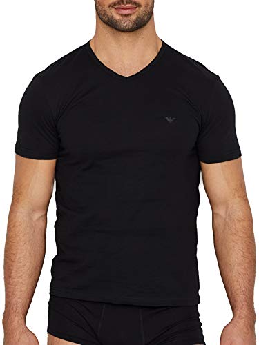 Emporio Armani Lot de 3 t-Shirts à col en V pour Homme Tricot, Noir