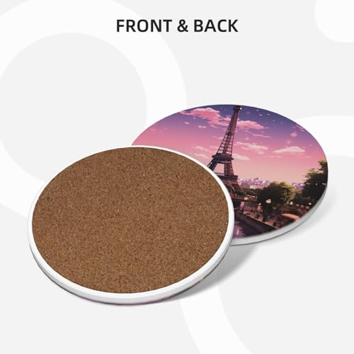 Dessous de verre en céramique rose Paris pour protection de table basse