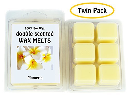 Plumeria DOUBLE SCENTED SOY WAX MELTS - WAX TARTS (Twin Pack-6.5oz). Plumeria is the sweet fragrance of Hawaii's most popular lei flower.