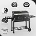 ROVSUN Charcoal BBQ Grill with Foldable Side Table and Wheels, Outdoor Barbecue Smoker for Garden Patio Backyard Parties Camping (Dual-Zone Pro)