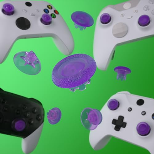 Image of eXtremeRate Edge Sticks Interchangeable Thumbsticks for Xbox Series X /S, Clear Atomic Purple Swappable Analog Stick Joystick for Xbox One S /X, Xbox Elite V1, for Nintendo Switch Pro Controller