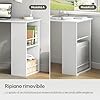 eSituro Scrivania Ufficio Compatta con Libreria Integrata - Bianco Lucido, 120x55x122 cm, Design Salvaspazio per Studio/Camera #4