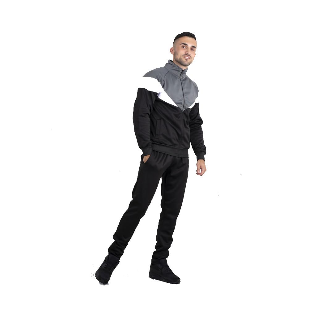 Aarhon Black Contrast Stripe Zip Up Hoodie & Jogger Tracksuit Set