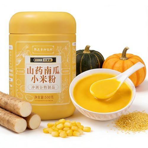 Yam Pumpkin Mijo en polvo, tarro de 500 g, bebida de desayuno de grano natural, pasta de arroz instantánea, fácil de preparar, suave y dulce, sin aditivos artificiales