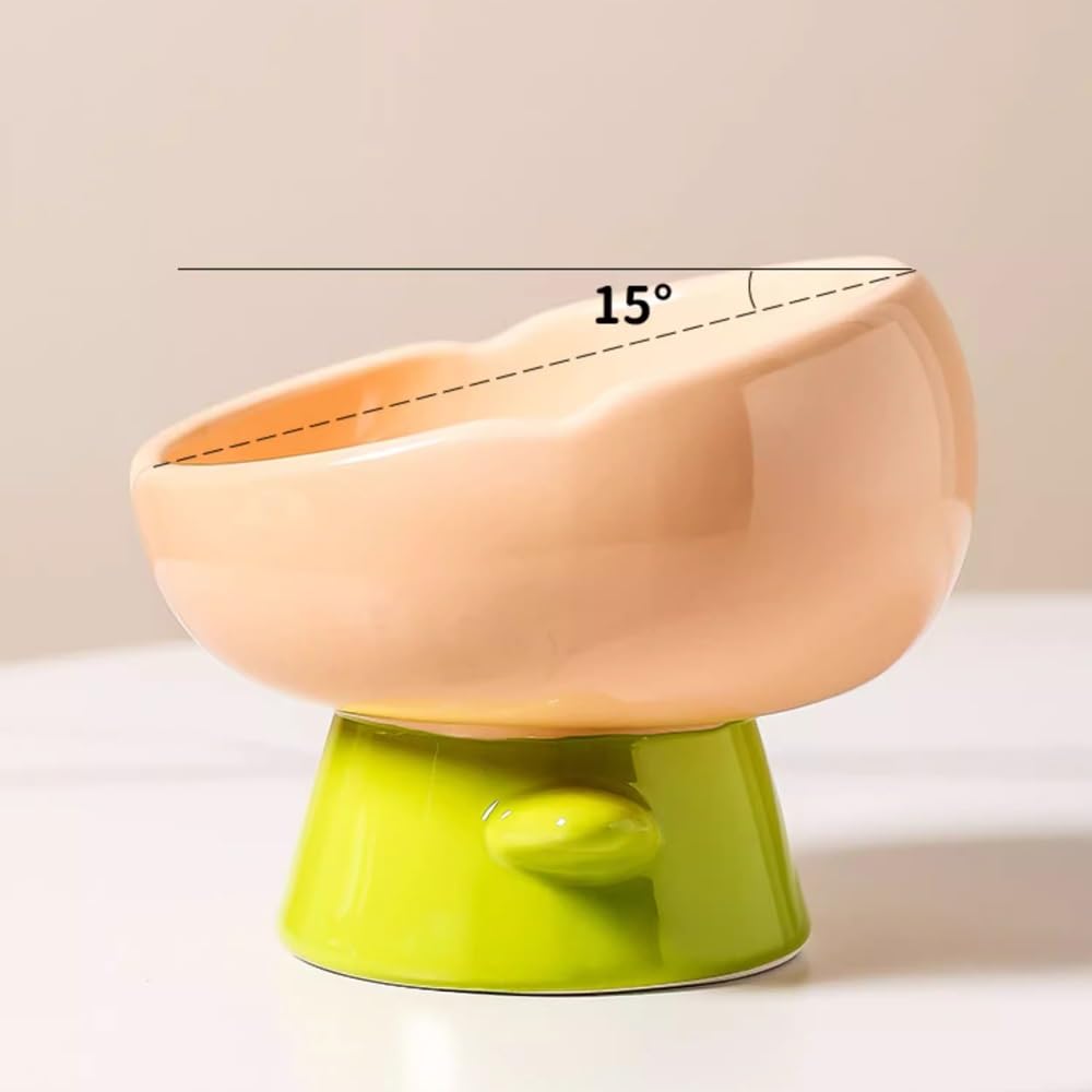 Miska dla zwierząt domowych, ceramiczna, podwyższona miska dla kota z motywem kwiatowym, podwyższona miska na karmę dla kotów, talerz na wodę, naczynie na przekąski ze stojakiem dla ochrony