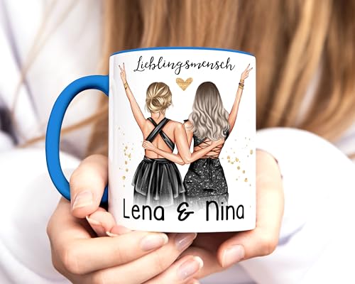 SpecialMe® Tasse beste Freundin Geschenk Geburtstag Weihnachten persönlich personalisiert Freundschaft Best Friends Weiss-innen-blau… – Ansicht 3