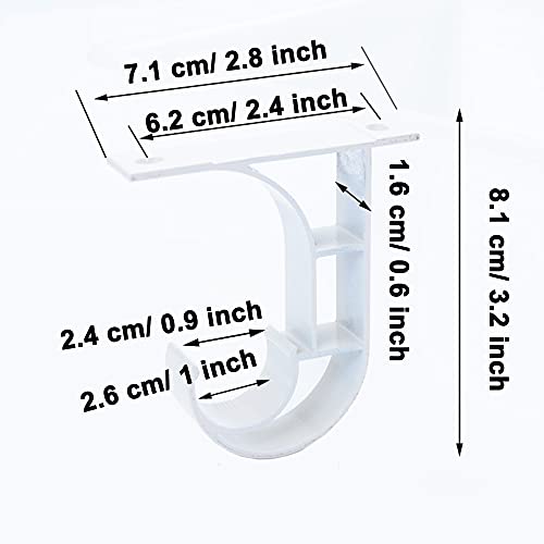 2 Pezzi Staffa per Bastone per Tende, Staffe per Aste per Tende, Supporto Bastone per Tende, Staffe per Tende, per Appendere Aste per Tende, Aste per Guardaroba, Aste per Doccia (Bianca) - Image 3