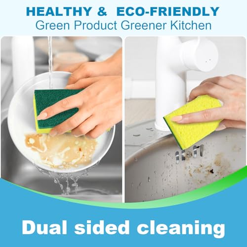 Image of 24 Pack Heavy Duty Scrub Sponges,Multi-Purpose Kitchen Sponge, Efficiently Clean The Surface Stains,Used for Clean Kitchen Pots,Bowls,Bathrooms,Tiles,Wall Good Helper for Home Cleaning