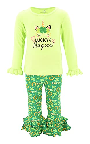 Image of Unique Baby 2 Piece Girls Double Ruffle Leggings and Long Sleeve Shirt Clothes Set Kid and Toddler Girl Outfit