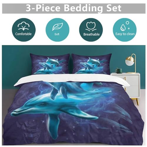 Housse de couette dauphin 3D avec fermeture éclair King size