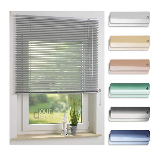 ourdeco® Aluminium-Jalousie / 150 x 160 Silber (Breite x Höhe) / Montage an Wand oder Decke, Premium Alu-Jalousie