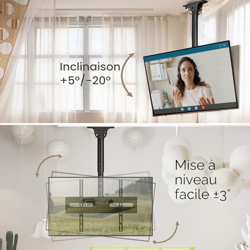 Support TV plafond universel pour installer un grand écran sans percer vos murs