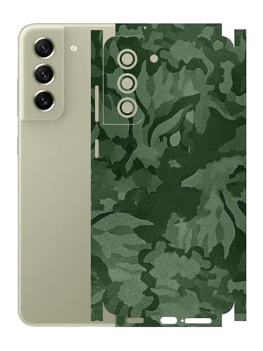 Image of AtOdds - Full Body Back Screen Guard Protector Film - Lamination Wrap Skin Sticker Compatible with Samsung Galaxy S21 FE | Scratchproof Matte Finish (Design - Green Camo)