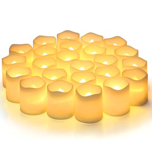 24 StüCk Led Kerzen Outdoor,Led Teelichter Mit Batterie,Flackernde Flammenlose Kerzen FüR Perfekte Stimmung,Realistisch Flackernd FüR Festliche Deko,Garten Halloween Weihnachten Hochzeits Deko