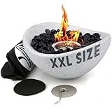 Keystone Peak Firepit - New 2024 - Concrete Tabletop Fire Pit for Indoor and Outdoor - Multi-Fuel Fire Bowl - Small Personal Fireplace for Patio Balcony and Coffee Table - White