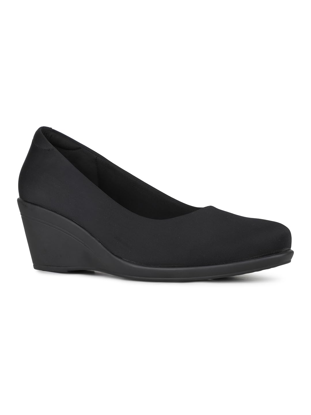 Womens Womens Black Solid Pointed Wedge Heel Pumps Ballet Flat-image-13