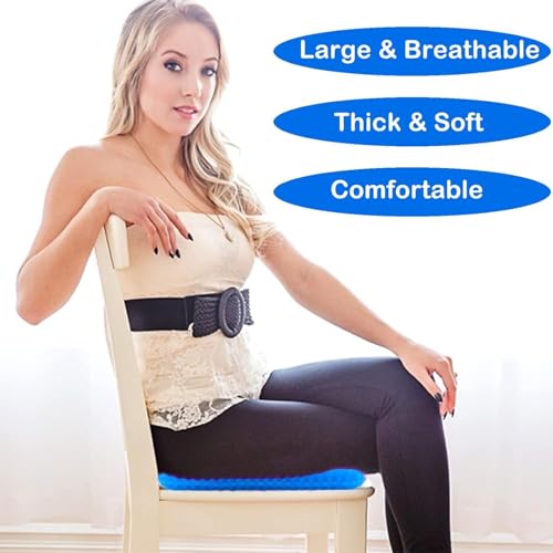 Image of SAJANI Seat Cushion, Silicone Rubber Seat Pillow, Gel Orthopedic Seat Cushion with Non Slip Cover, Gel Silicon Pad for Car, Office Chair, Wheelchair (Rectangular)