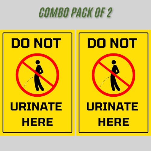 Image of Do Not Urinate Here Sign Sticker Board 20.5 x 14.5 CM | Self Adhesive with Pre-Drilled Holes | Waterproof Finish | Pack of 2 Warning Sign Boards (Do Not Urinate Here, Medium -20.5 x 14.5 CM)