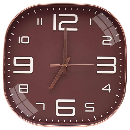 Image of TEKCOOL Plastic Analogue Wall Clock 12 inch Silent Quartz Decorative Wall Clock Non-Ticking Classic Clock Battery Operated Round Easy to Read for Room /Home /Kitchen /Bedroom /Office /School.Brown:-