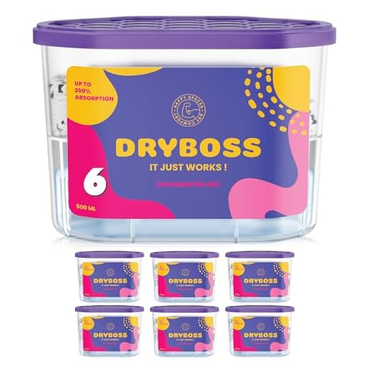 DRYBOSS Pack x 6 Deshumidificador Absorbente Anti Humedades de Armarios, Interior Casa, Cajones, Habitacion, Pared, Coche. Quita Olores y Absorbe Humedades. Previene Condensación. Antihumedad