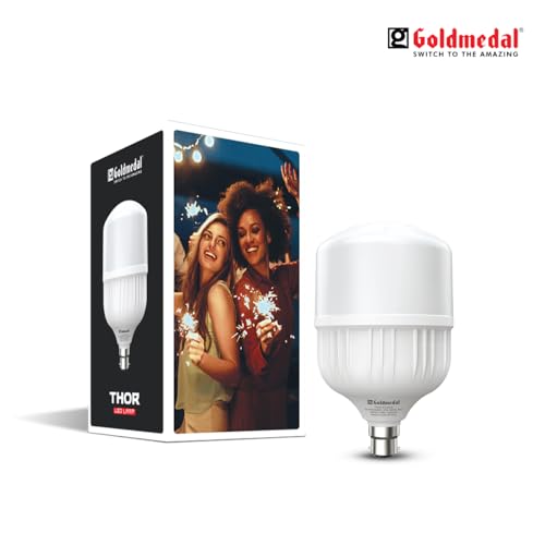 Image of Goldmedal Thor 50W B22 Base LED Bulb - Cool Daylight (6500k) | Energy Efficient | 230 Degree Light Coverage | Surge Protection up to 4KV | Rated Life 15000 Hrs | for Home & Office |Pack of 10