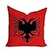 Albanien Flagge Sofakissen 40,6 x 40,6 cm Albanien Kissenbezug Bauernhaus Samt Euro Kissenbezug mit Reißverschluss für Sofa Wohnzimmer moderne Nationalflagge Wurfkissen Kissenbezug Einweihungsgeschenk