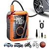 Bomba de aire portátil para neumáticos de automóvil, inflador de neumáticos de 150 PSI inalámbrico con luz LED, compresor de aire recargable de apagado automático, 2 bombas de neumáticos de inflado