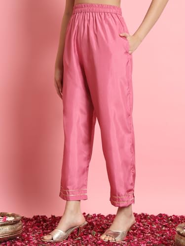 Image of VredeVogel Women's Silk Blend Embroidered Kurta with Pant & Dupatta Set